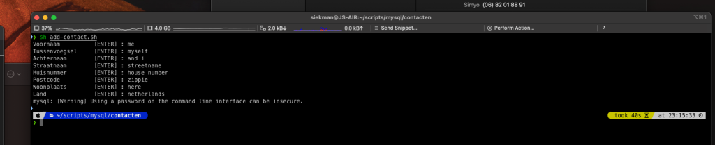add-contact.sh script met interactieve invoer voor een contactpersoon